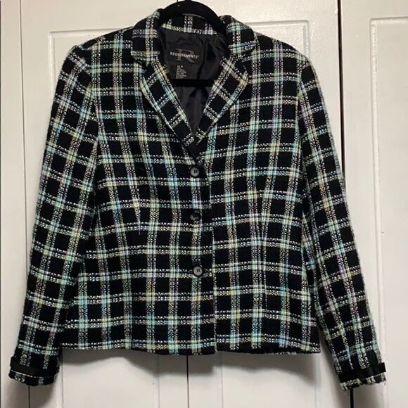 Requirements plaid blazer short lined jacket 8 - Picture 1 of 6
